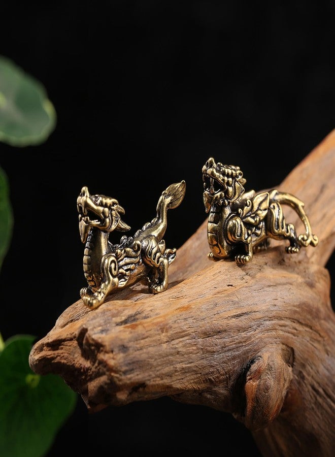 qumHmup Dragon Feng Shui Statue 2Pcs - Pixiu Figurine Pair to Attract Money and Good Luck - Indoor & Outdoor Decorative Ornament, Tea Pet Home Decor - Image 3